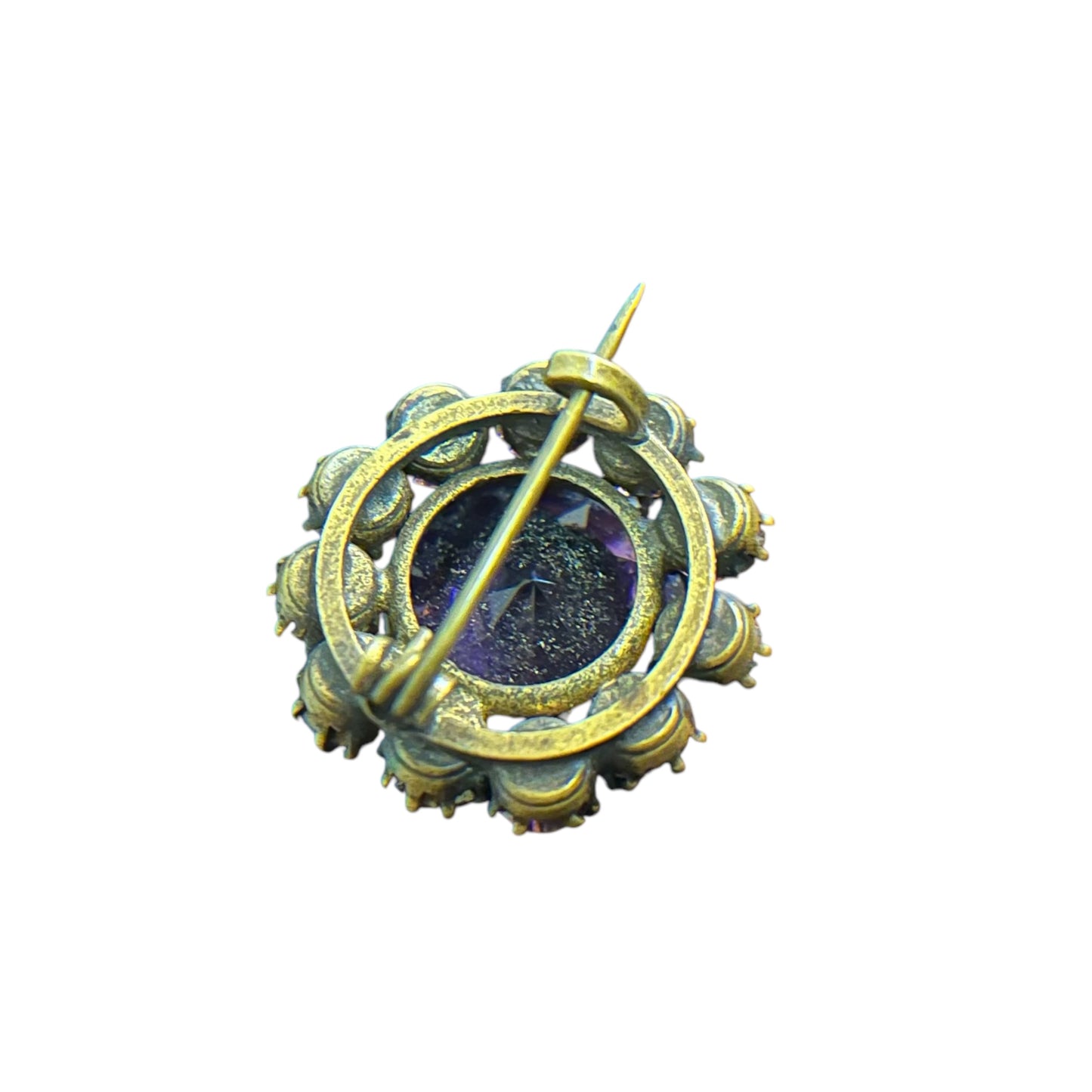 Broche vintage en strass mauve
