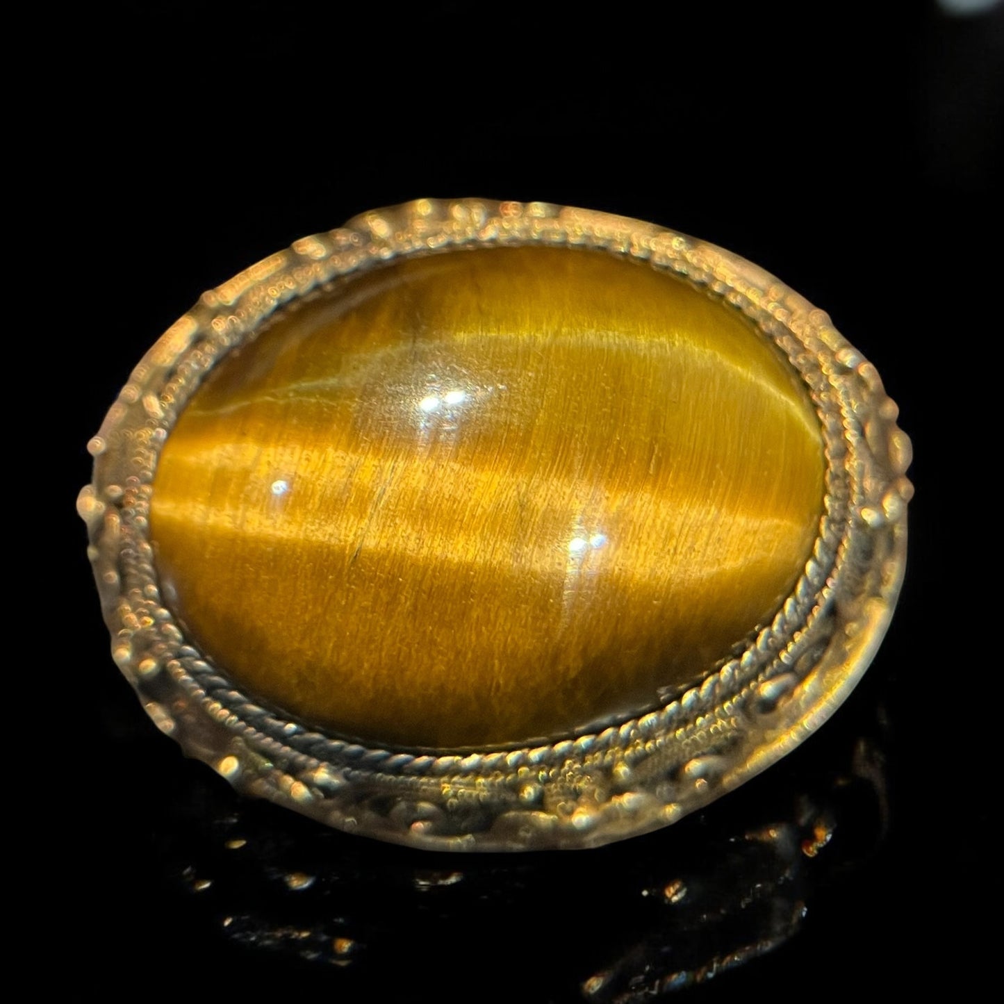 Broche œil de tigre 1950-70