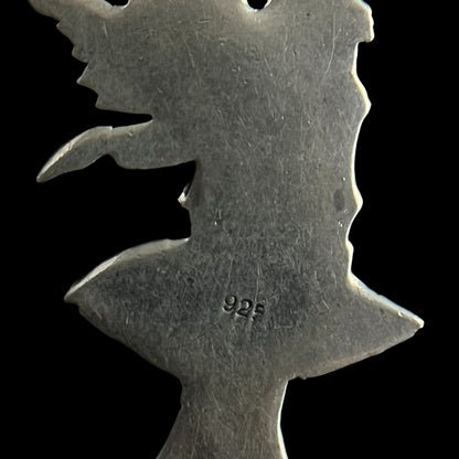 Pendentif en argent fée assise sur champignon