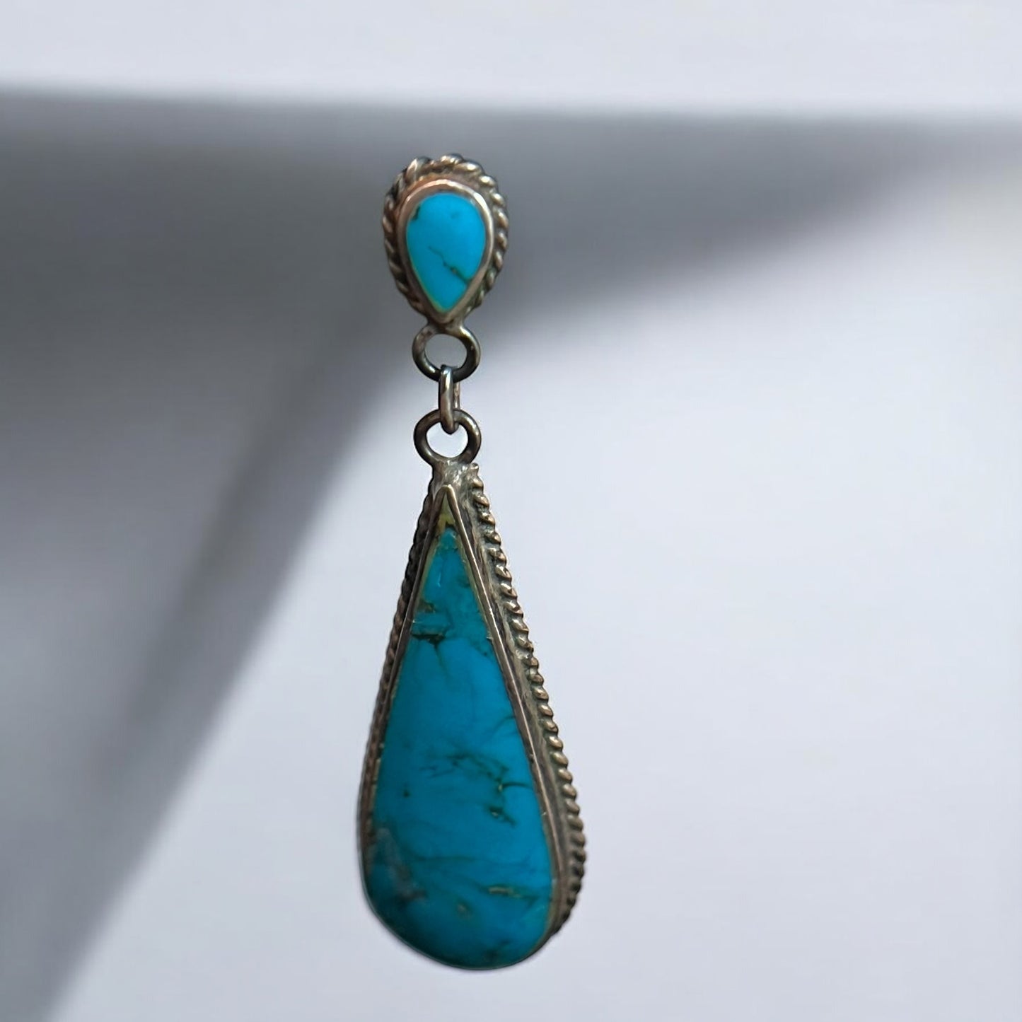 Boucles pendantes vintage argent & turquoise