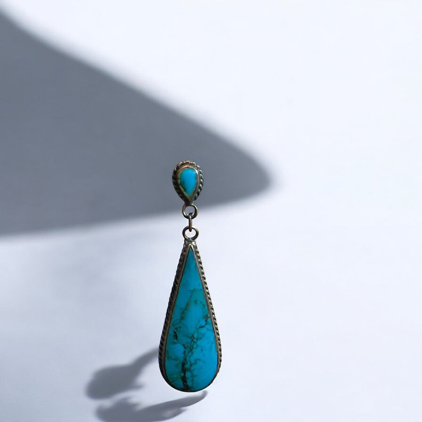 Boucles pendantes vintage argent & turquoise